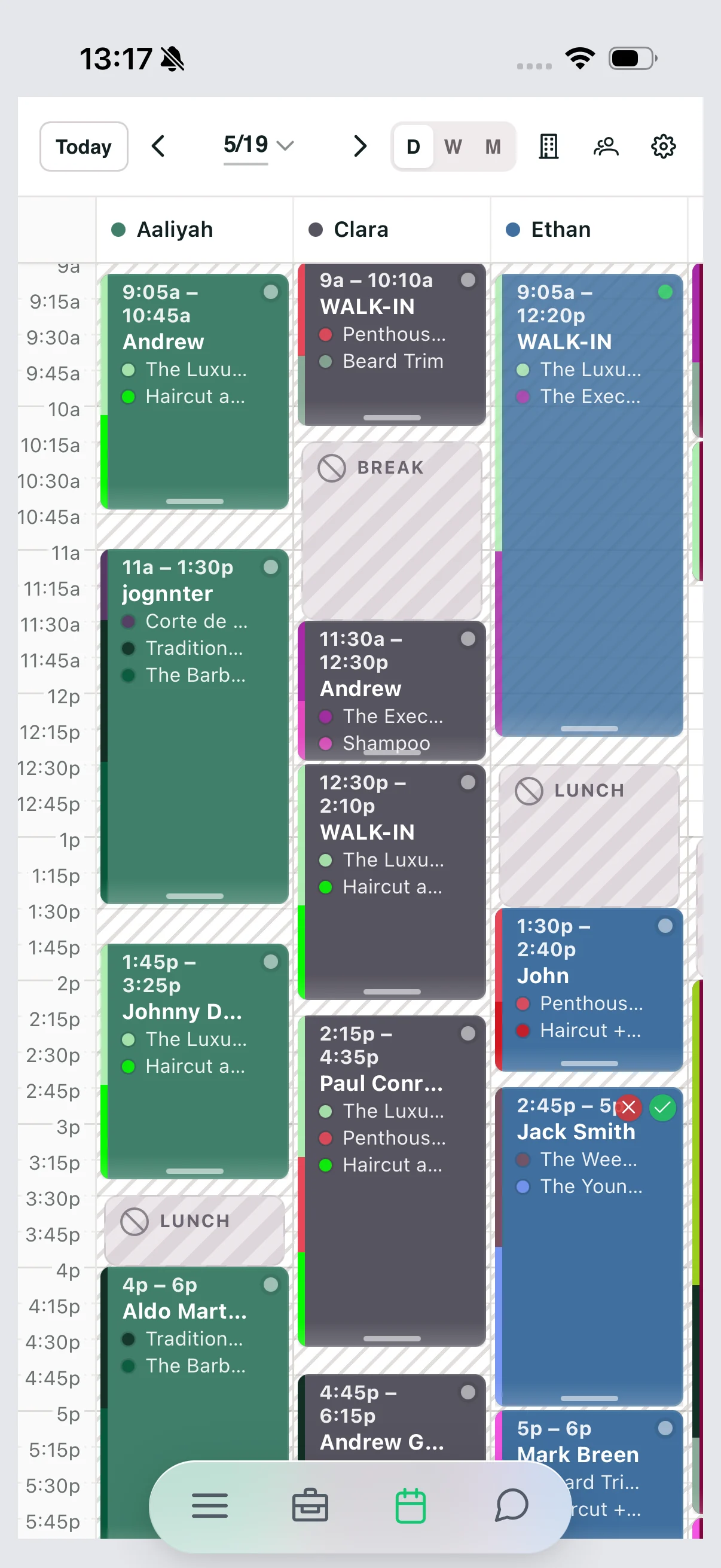 Agenda del barbero en el iPhone